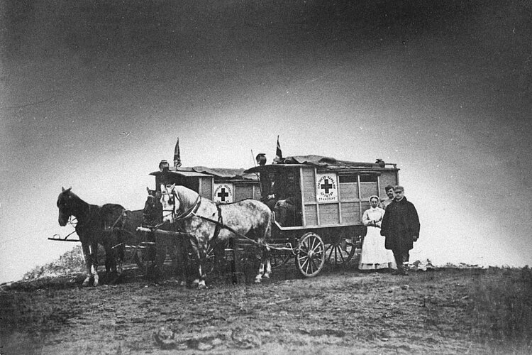 Zwei serbische Ambulanzwagen in den Serbisch-Osmanischen Kriegen von 1876-78 (IKRK)