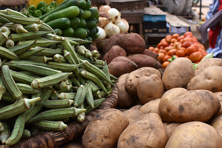 Ernährungssicherung im Sudan Gemüse auf einem Markt im Sudan
