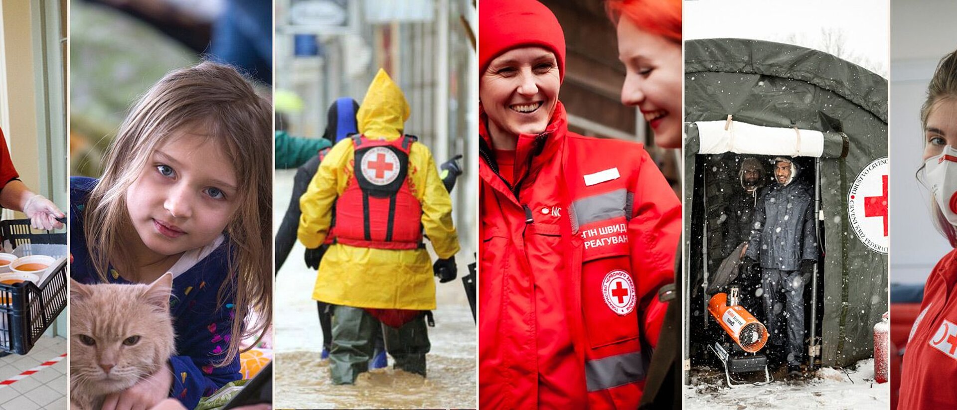 Collage of Red Cross volunteers in action